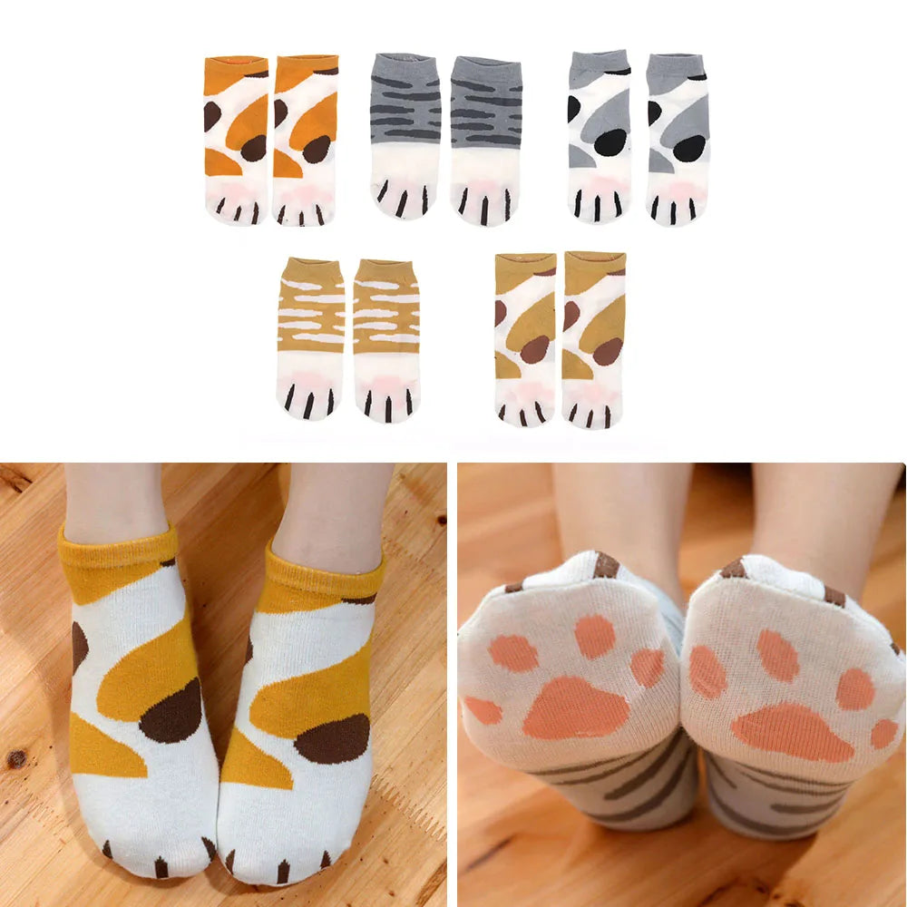 1 Pair New Lady Girls Summer Winter Candy Color Kawaii Cartoon Cute Cats Paw Kitty Claws Ankle Short Socks Beautiful Girls Socks