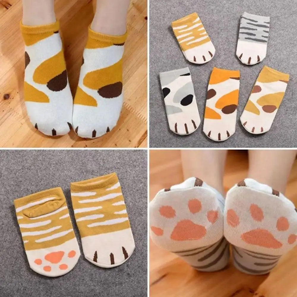 1 Pair New Lady Girls Summer Winter Candy Color Kawaii Cartoon Cute Cats Paw Kitty Claws Ankle Short Socks Beautiful Girls Socks