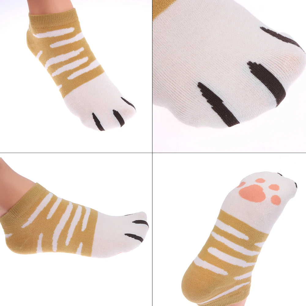 1 Pair New Lady Girls Summer Winter Candy Color Kawaii Cartoon Cute Cats Paw Kitty Claws Ankle Short Socks Beautiful Girls Socks