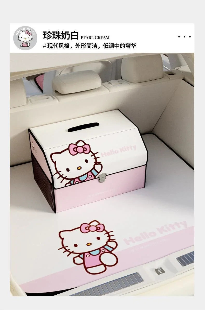 Sanrio Kawaii Hello Kitty Car Trunk Storage Box Anime Cartoon Lovely Fashion Exquisite Creative Waterproof Universal Storage Box