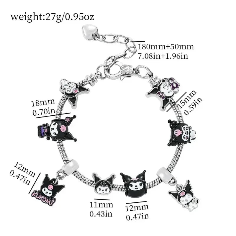 Sanrio Kuromi Pandora Bracelet Cartoon Anime Cute Bead String Fashion Charm Jewelry Halloween Bracelet Girl&Child Holiday Gifts