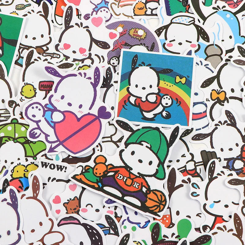 50/100Pcs Sticker Kawaii Hello Kitty Kuromi Melody Cinnamoroll Laptop Skin DIY Diary Stationery Stickers Kids Toys Gifts