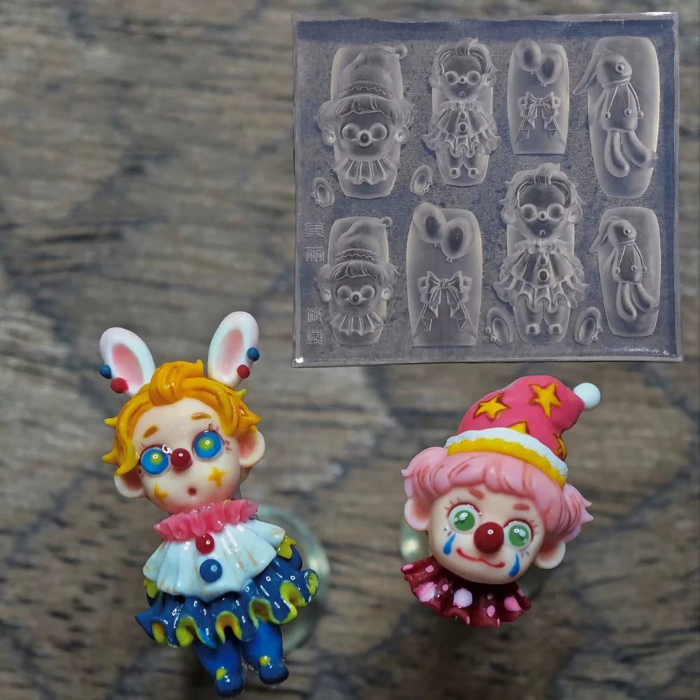 Kawaii cartoon Sanrio Hello Kitty Mymelody Kuromi Nail Art Mold Rabbit bear Lion DIY Design Silicone Nails Mold Manicure Tool