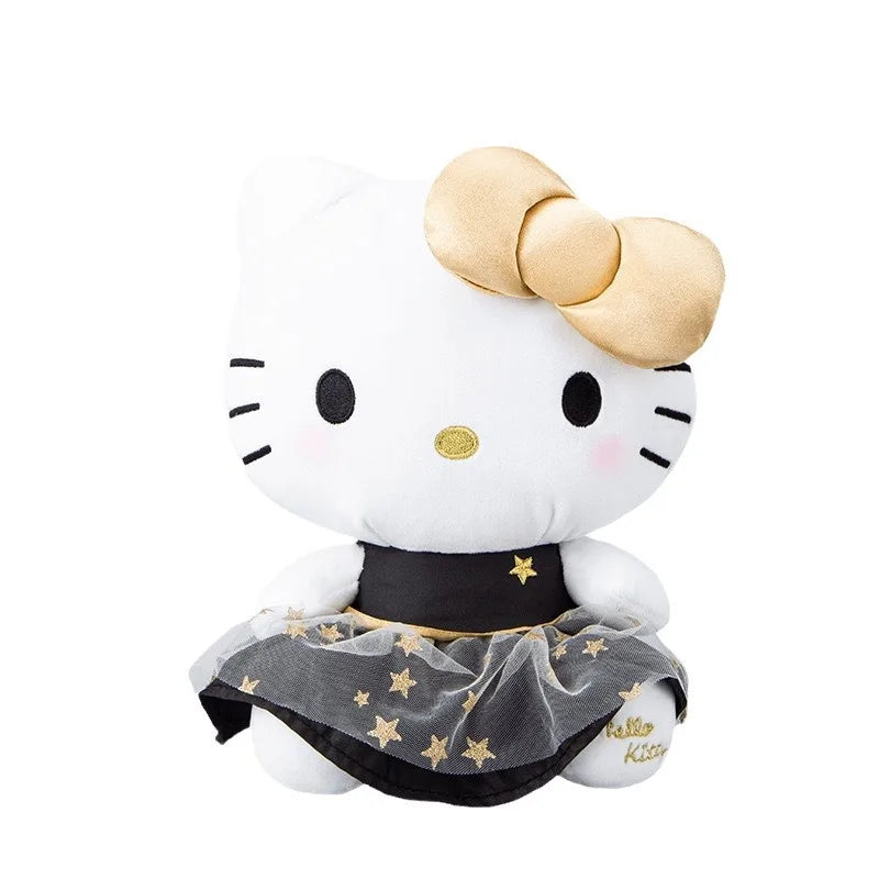 25CM New Kawaii Black Gold Series Plush Stuffed Toy Soft Pillow Cute Kuromi Hello Kitty Birthday Gift Children's Toy