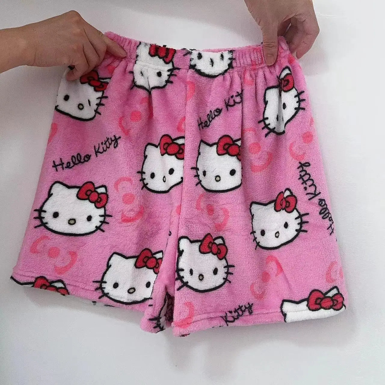 Hello Kitty Anime Y2k Kawaii Flannel Pajamas Women's Warm Woolen Cartoon Casual Home Pants Autumn Winter Fashion Trousers