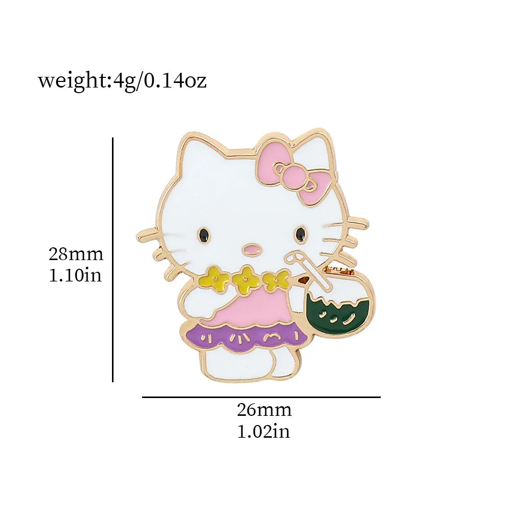 Hello Kitty Cute Kit Cat Lapel Pins for Backpacks Brooches for Women Enamel Pin Gift Fashion Jewelry Accessories