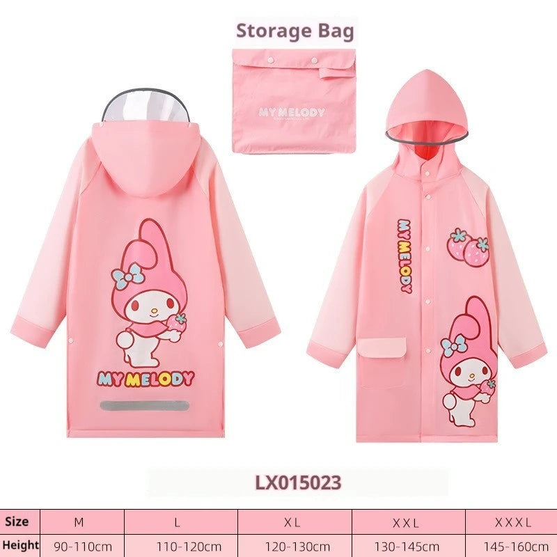 Hello Kitty Kuromi Cinnamoroll Cute Anime Children Raincoats For Boys And Girls Waterproof Large Raincoat Creative Gifts