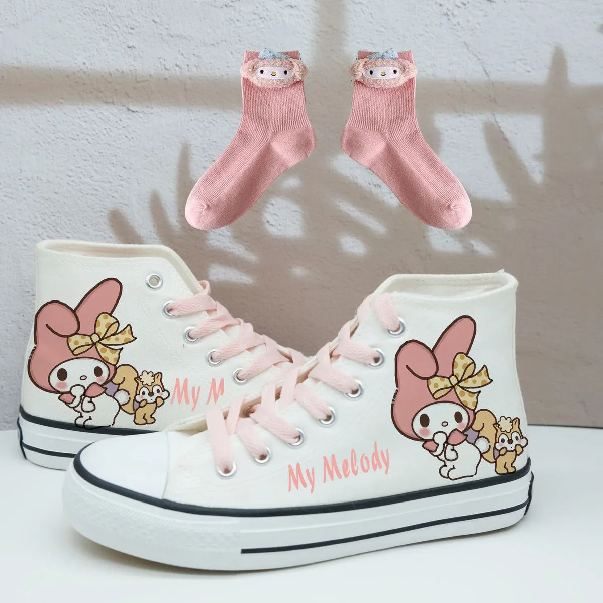 Original Kuromi High Top Canvas Shoes Rubber Non-slip Canvas Shoes Kawaii Student Japanese Girl Cute Cartoon Sneakers