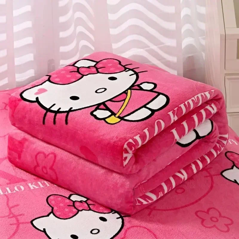 hello kitty flannel air conditioning blanket student single blanket bed sheet girl spring and autumn pure quilt