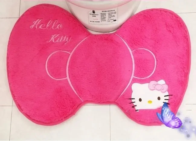 Anime Hello Kitty Toilet Seat Cushion Three Pieces Set Restrooms Universal Winter Household Plush Toilet Seat Cover gift