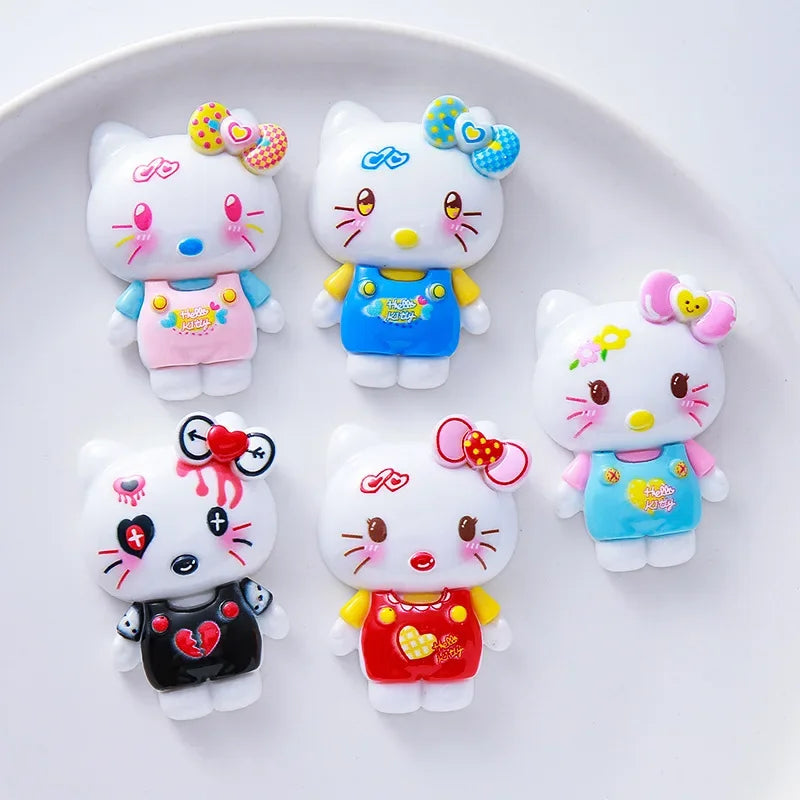 2pcs Glossy Cartoon Large Hello Kitty Resin Flatback Cabochons for DIY Jewelry Making Sanrio Kt Hair Accessories Clip Material