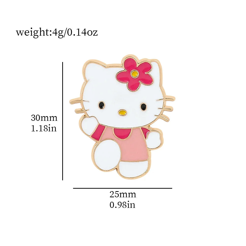 Hello Kitty Cute Kit Cat Lapel Pins for Backpacks Brooches for Women Enamel Pin Gift Fashion Jewelry Accessories