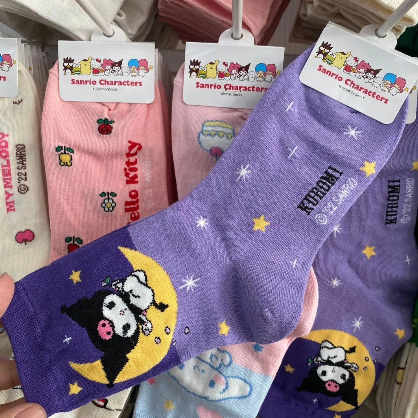 Women Hello Kitty Kuromi MyMelody Cute Cotton Blend Ankle Socks Set Kawaii Soft Autumn Winter Warm Mid-Tube Sock One Size