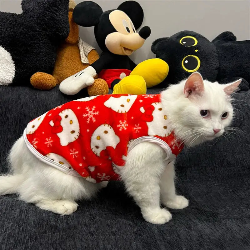 Kawaii Hello Kitty Cat Sweater Costume Winter Warm Pet Clothes for Cats Pullover Mascotas Clothing Gatos Products for Animals