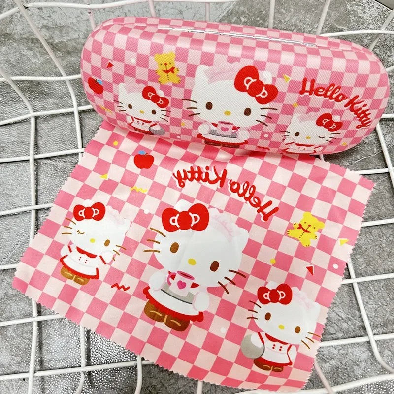 Anime Hello Kitty Glasses Case Y2K Kawaii Kurom Portable Anti Extrusion Sunglasses Storage Box Creative Travel Portable