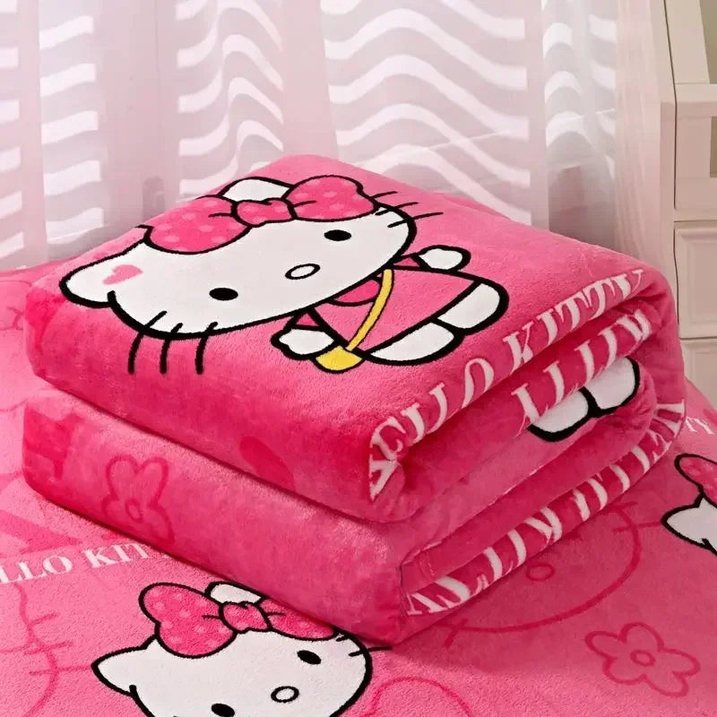 hello kitty comforter Girl Spring Autumn Winter Flannelette Blanket Cartoon Cute Bed Sheet Quilt Student Dormitory duvet