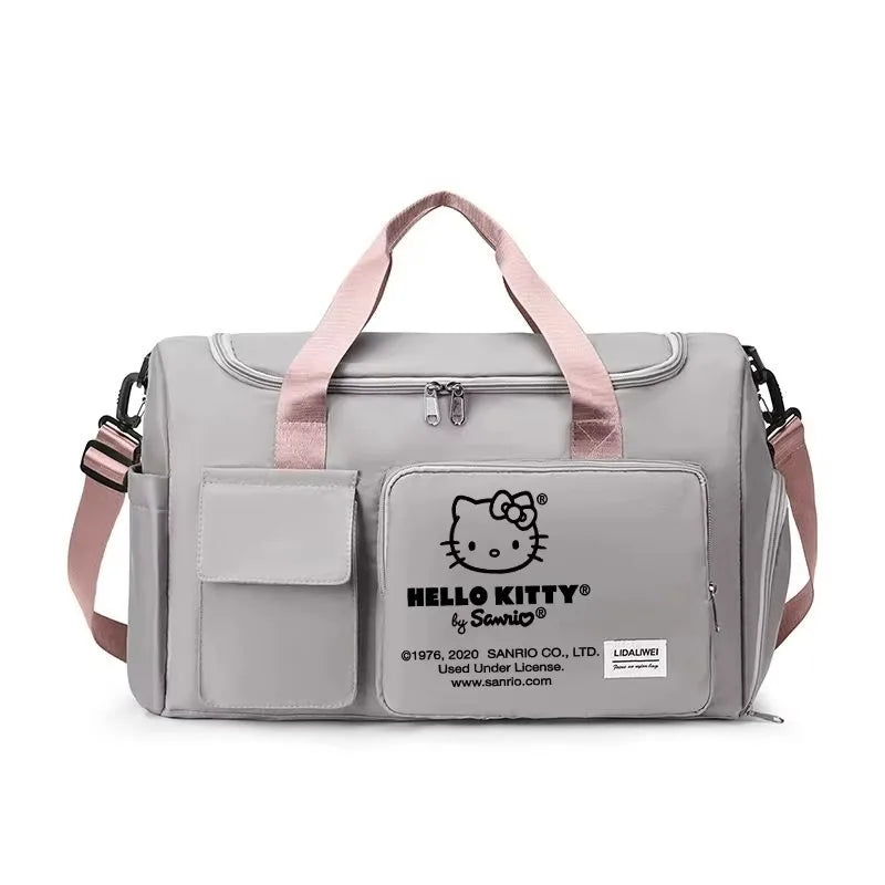 Hello Kitty Women Carry on Travel Bag Large Capacity Gym Weekend Duffle Bags Shoe Compartment Sport Fitness HandBag Girl Gift