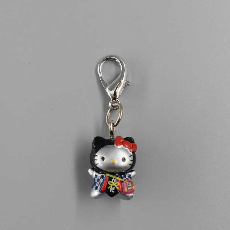 Kawaii Hello Kitty Toys Keyring Anime Cute Dress Up Doll Y2K Keychain Pendant Accessories Gift