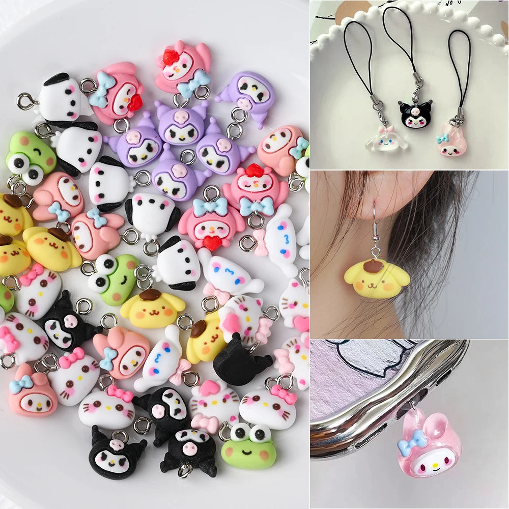 35/50pcs Kuromi Hello Kitty Pendant Charms for Earring Bracelets Necklace Jewelry Making DIY Pendants Keychain Accessory