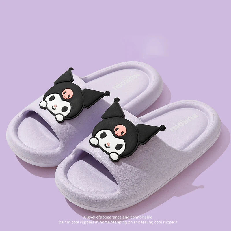 Family Slippers Cute Soft Lightnes Cloud Like In Door Slides Kuromi My Melody Pochacco Sweet Shoes For Kids EVA