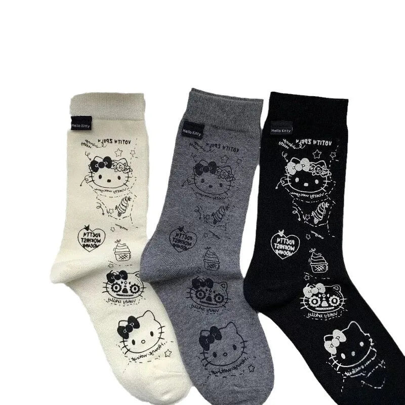 Kawaii Hello Kitty Mid Tube Socks Women's Cartoon RCasual Breathable Soft Versatile Fashionable Girl Socks