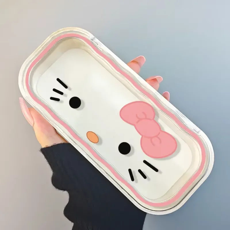 New Hello Kitty Glasses Case Storage Box Anime Kawaii Cartoon Transparent Sunglasses Protective Case Gift for Girl