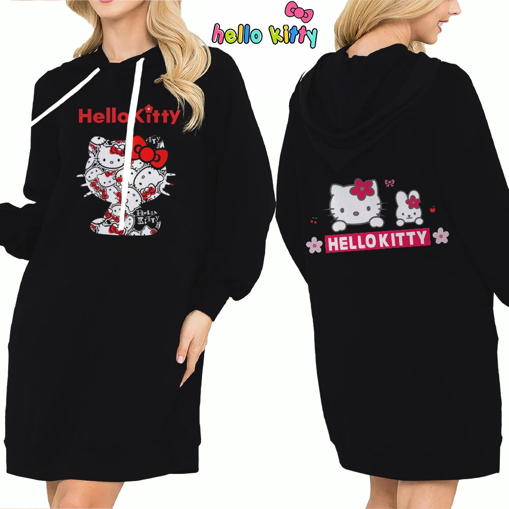 Hello Kitty Top Y2k Clothes S-3XL Kawaii 2025 Lovely Autumn/winter Sweatshirts Women's Hoodie Dress Anime Streetwear Hoody Woman