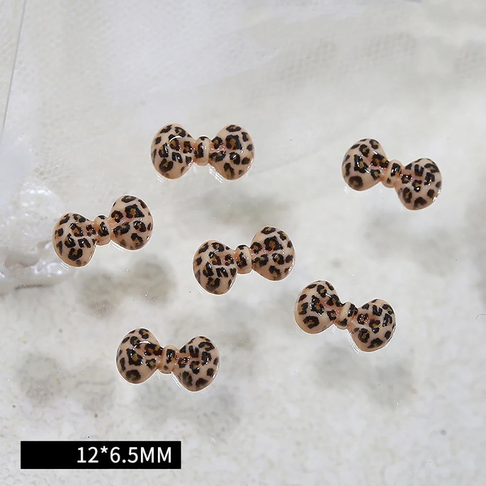 20 PCS Mixed Kawaii Leopard Print Hello Kitty Nail Art Decor Large Bow Sunglasses Heart Resin Nail Art Charms Accessories Gifts