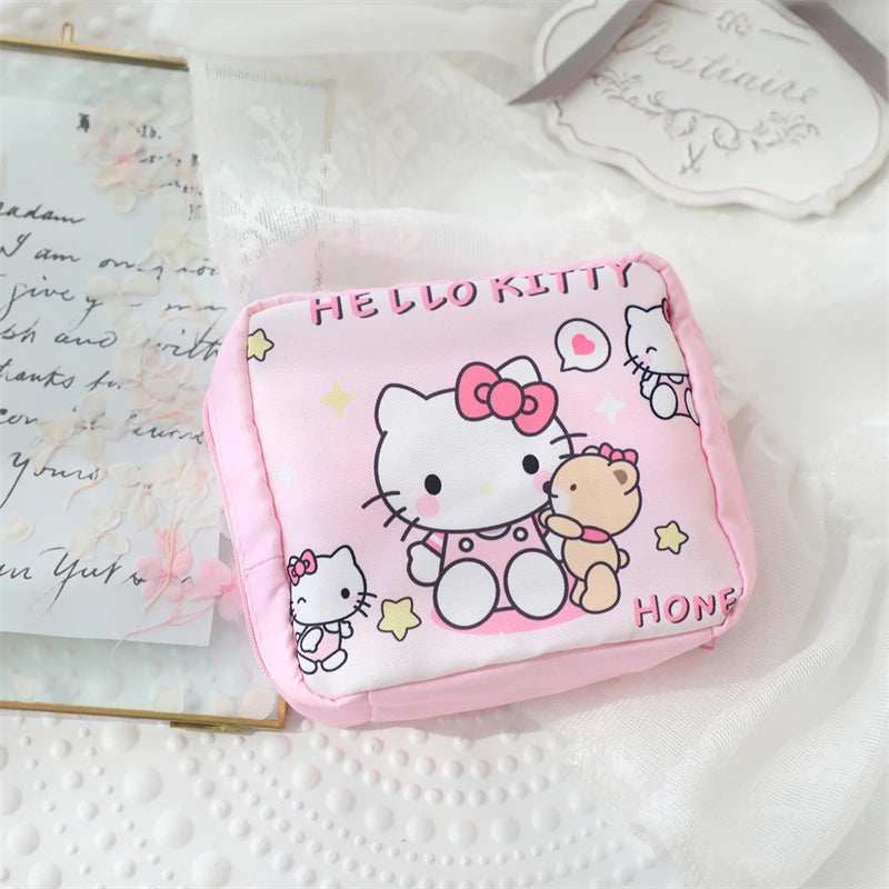 Hello Kitty Sanitary Towel Bags Cartoon Anime Cute Kuromi Coin Purse Fashion Portable Storage Bag Girls Holiday Gifts