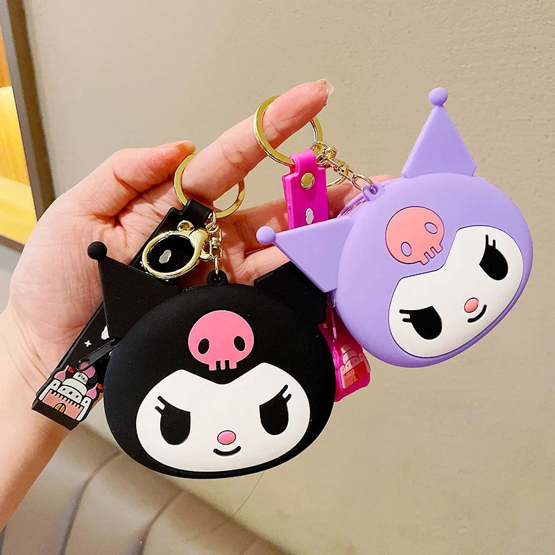 1PCS Kawaii Hello Kitty Kuromi Silicone Coin Purse Cinnamoroll Keychain Wallet Fashion Portable Keyring