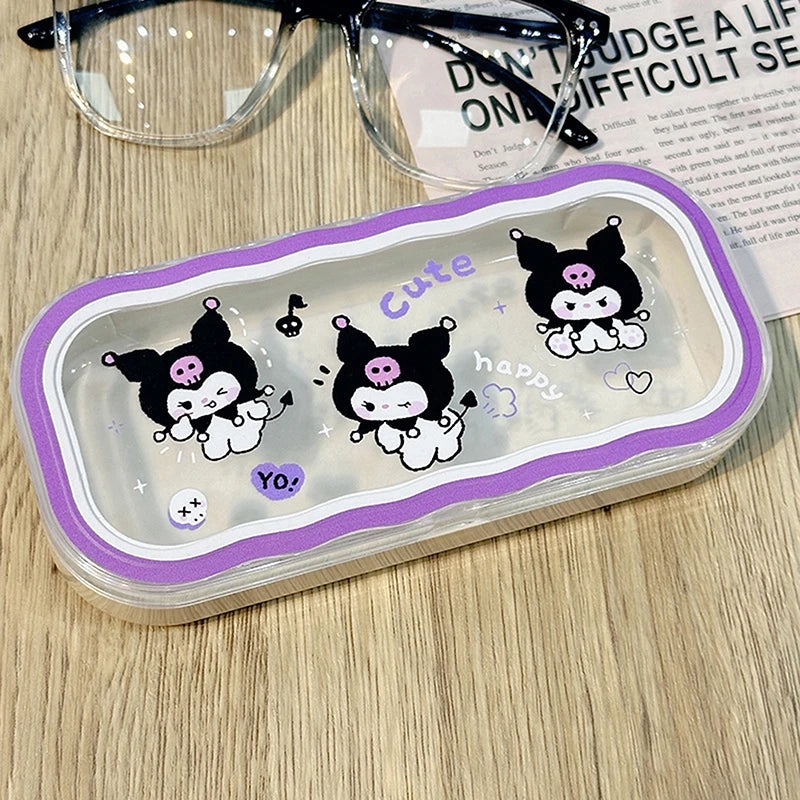 New Cartoon Anime Hello Kitty Kuromi Melody Glasses Case Kawaii Fashion Simple Portable Anti-fall Sunglasses Storage Box