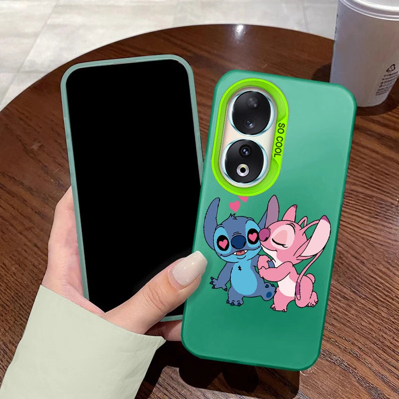 For Honor 90 Phone Case Lilo Stitch Big Eye Cute Cartoon Lovely Cover Matte Laser Coque For Honor 90 Fundas Honor90 Bumper