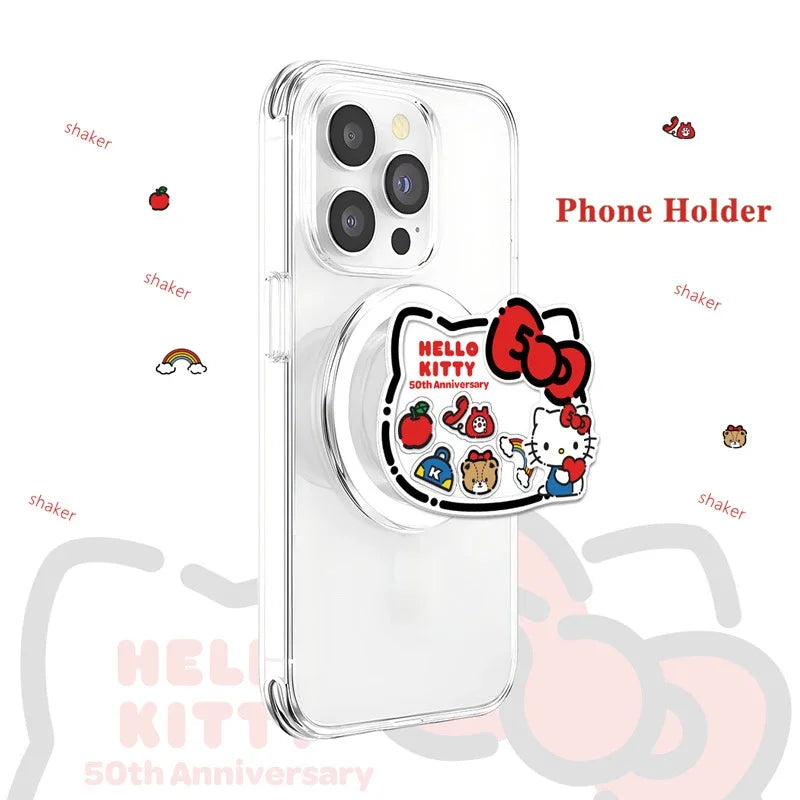 50th Anniversary Hello Kitty Shaker Airbags Magnetic Mobile Phone Holder Anime Kawaii Sanrio Kt Cat Girls Phone Accessory Gift