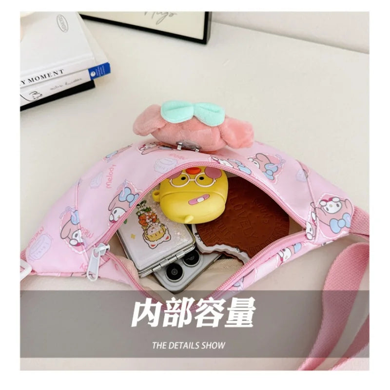 Anime HelloKitty Chest Bag Cartoon kulomi Cinnamoroll Cute Crossbody Bag Shoulder Bag Coin Purse Kawaii Children Gift