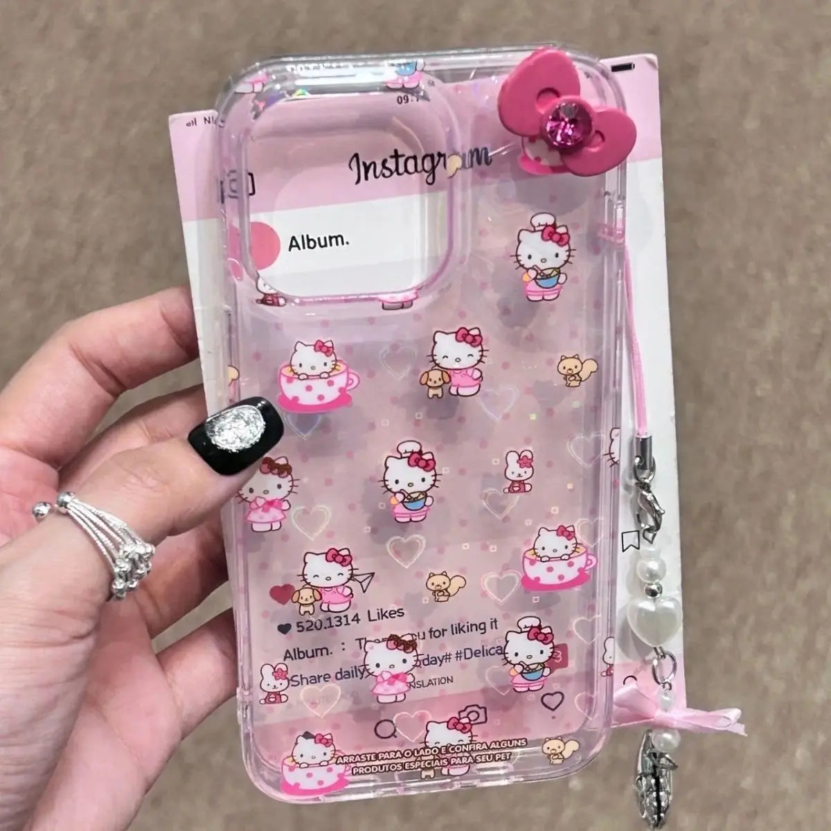 Hello Kitty Full Screen KT Phone Case For iPhone 15 14 13 12 11 ProMax XR XS MAX 7 8 Plus Y2K Girl Cute Anti Fall Back Cover