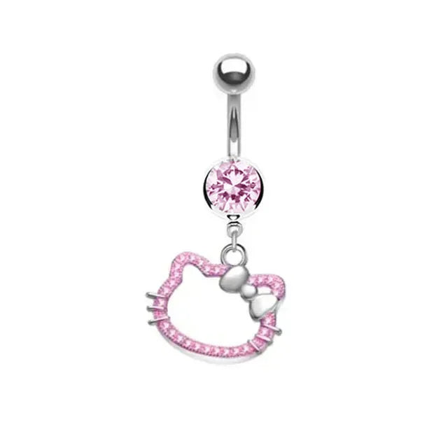 Anime Hello Kitty Belly Button Rings Girls Piercing Navel Nail Body Jewelry for Women Fashion Body Piercing Jewelry Toy Gift