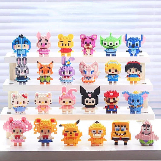 Kuromi Action Figure Building Blocks for Lego Children Toys Pikachu Anime Figure Stitch 3D Puzzle Kawaii Hello Kitty Toys Gifts