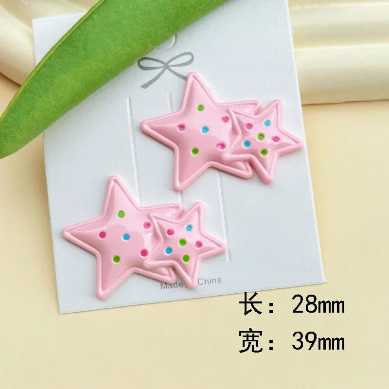 5pcs Cute Black Pink Hellokitty Cat Bow Fish Acrylic DIY Jewelry Accessories Mobile Phone Case Hole Shoes Patch Hairpin Material