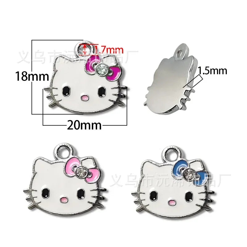 5pcs Hello Kitty Alloy Pendant Charms DIY Jewelry Accessories for Bracelet Rose Pink Blue Kt Metal Charms Handmade Supplies