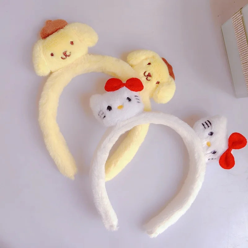 Kawaii Accessories Hello Kitty Makeup Wash Hair Ring Kuromi Cinnamoroll My Melody Hair Band Headband Girl Birthday Gift