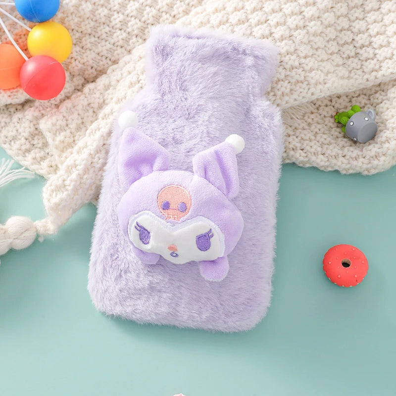 Sanrio Plush Hot Water Bottle Hello Kitty Kuromi Cinnamoroll Melody Reusable Heating Hot Water Bottle Bag Girls Gifts 250ML