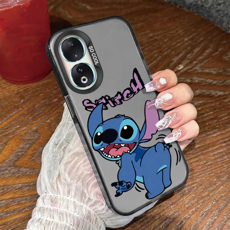 For Honor 90 Phone Case Lilo Stitch Big Eye Cute Cartoon Lovely Cover Matte Laser Coque For Honor 90 Fundas Honor90 Bumper