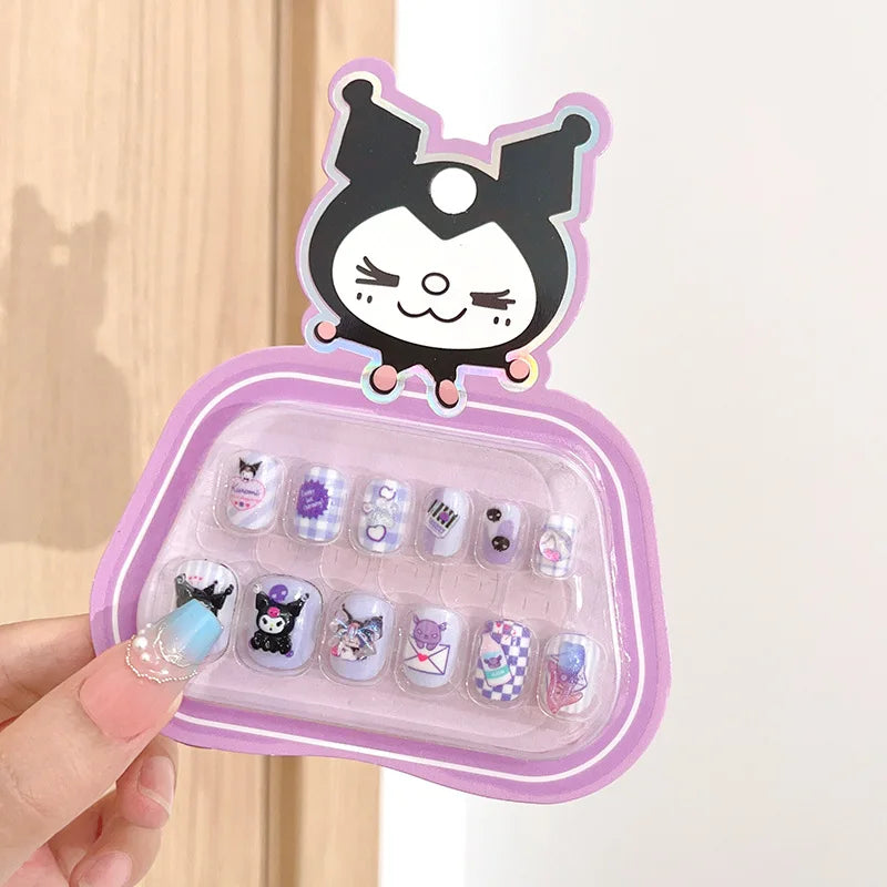 Cartoon Kids Nail Sticker Cute Hello Kitty Cinnamoroll Kuromi Children Self Adhesive Nail Patch Accessories Girl Toy Gift