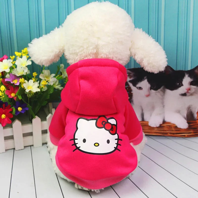 Hello Kitty Dog Clothes Coat Cartoon Anime Pet Jacket Hoodie Cute Sweatshirt Hooded Autumn Winter Soft Warm Clothing Gift