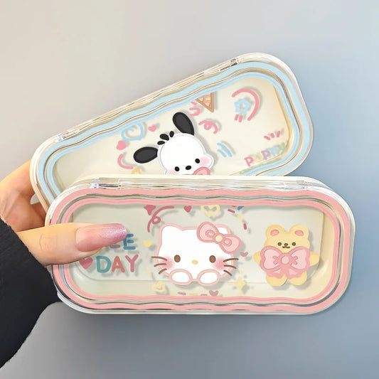 New Hello Kitty Pochacco Cartoon Anime Glasses Case Kawaii Fashion Simple Portable Anti-fall Sunglasses Storage Box