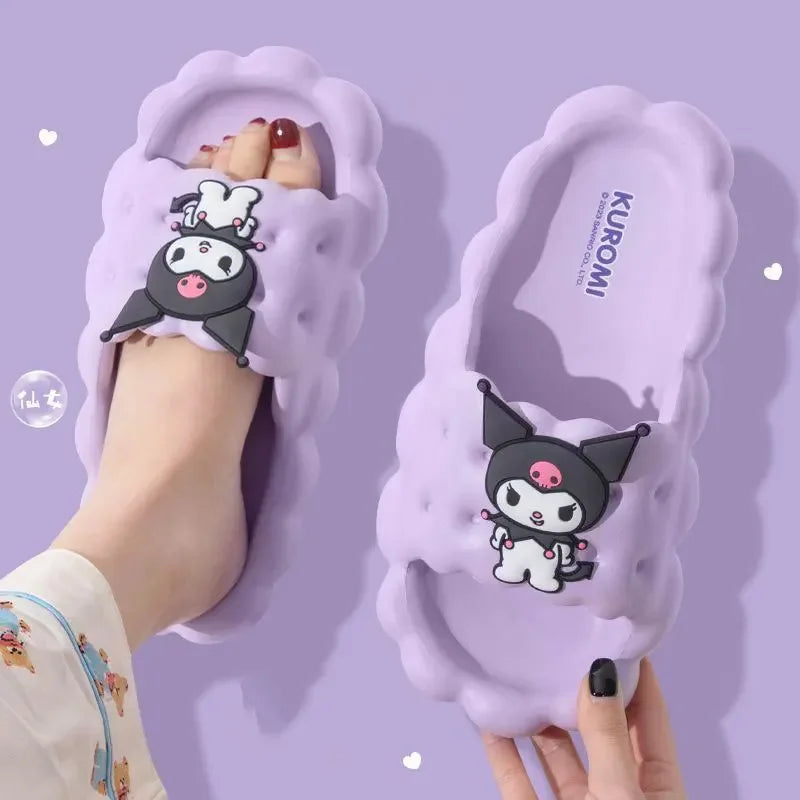 Anime Hello Kitty Slippers Kuromi Women Indoor Slippers Anti-Slip House Flat Slipper Couples Slides Spring Summer