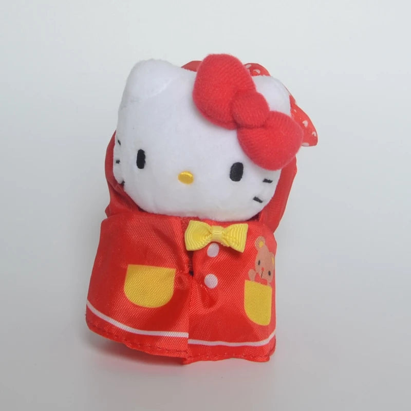 Original 13cm Raincoat Hello kitty Pendant Keychain Plush Toys Stuffed Animal Soft Doll Kids Cartoon Anime Birthday Gift