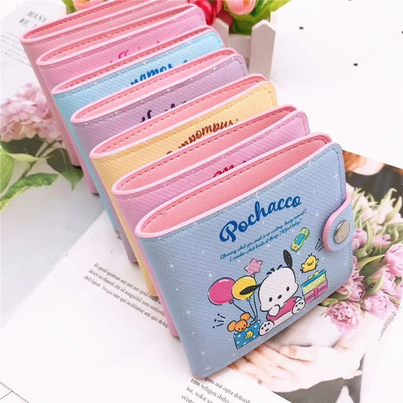 Hello Kitty Cinnamoroll My Melody Kuromi New Pu Casual Money Bag Coin Purse Card package Wallet With Buttons ﻿