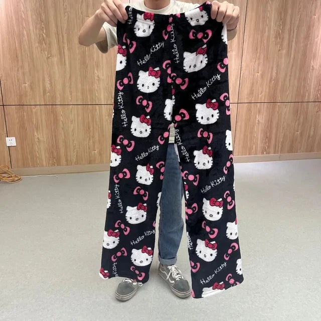 Hello Kitty Cotton Loose Ladies Pajama Pants Pyjama Trousers Women Men Cartoon Sleep Bottoms Lounge Wear Girl Sleep Pants Spring