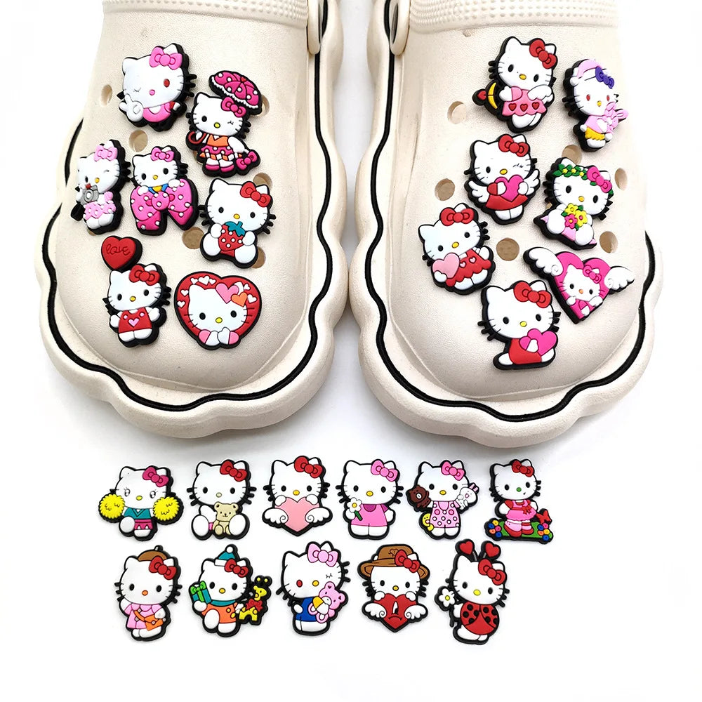 Sanrio Series Suit Shoe Charms Hellokitty Kuromi My Melody Set Shoe Charms for Clogs Shoe Accessories Charms for Friends Gifts